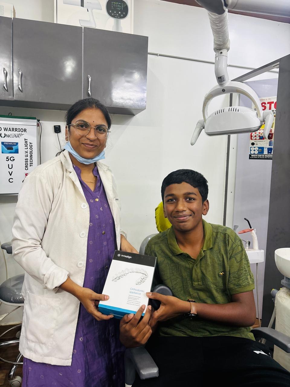 Dr. Vandana Vytla with a patient at Natural Dental Clinic